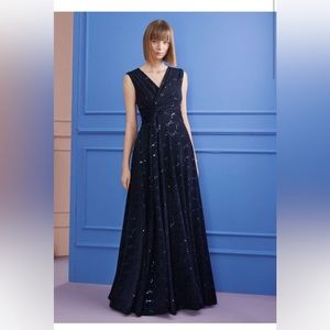 Talbot Runhof navy blue sequin gown. Sizes US 4 and US 8 BNWT